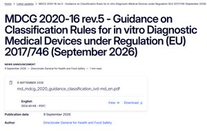 EU IVD Classification Guidance Rule 7 Updated: MDCG 2020-16 rev.5 Clarifies Criteria for Unassigned Quality Control Materials